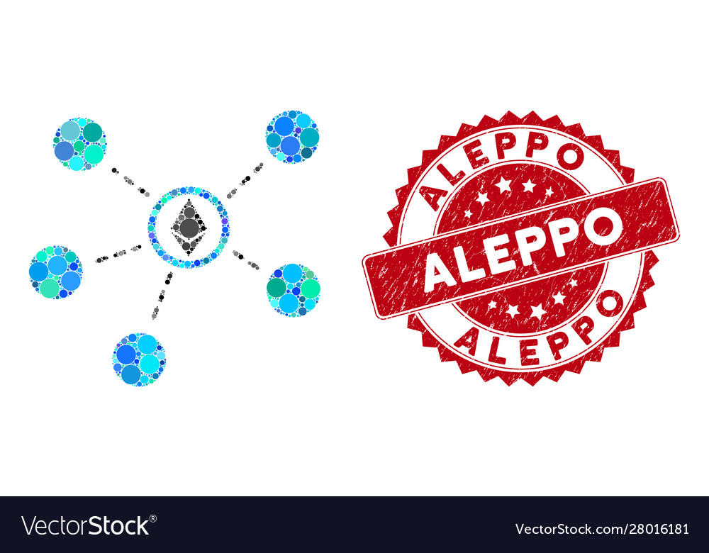 Collage ethereum network links with textured Vector Image Collage ethereum network links with textured