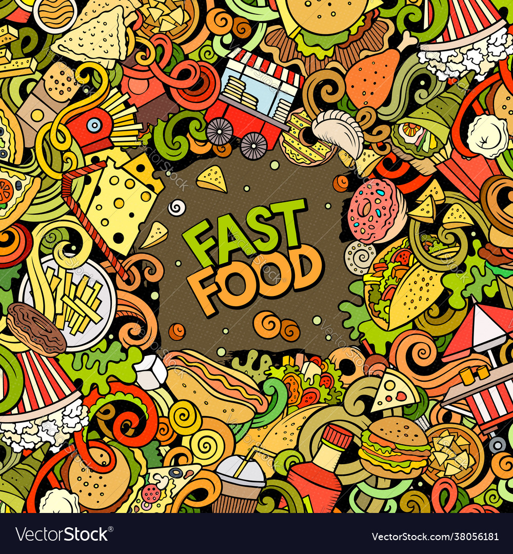 Fastfood hand drawn doodles Royalty Free Vector Image