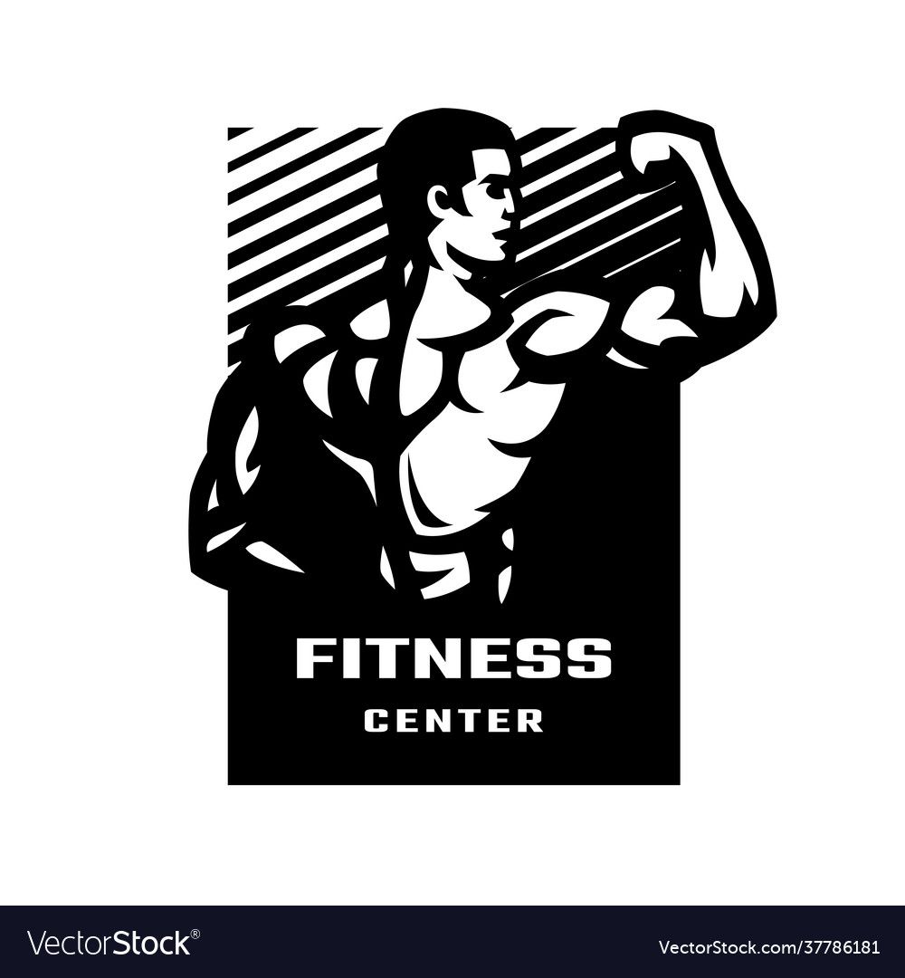 Figure a posing athlete fitness center Royalty Free Vector