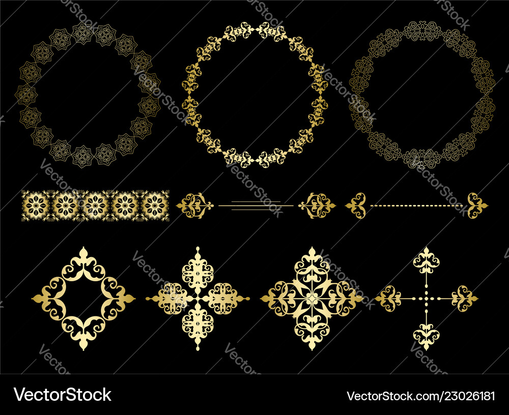Gold frames and vintage elements Royalty Free Vector Image