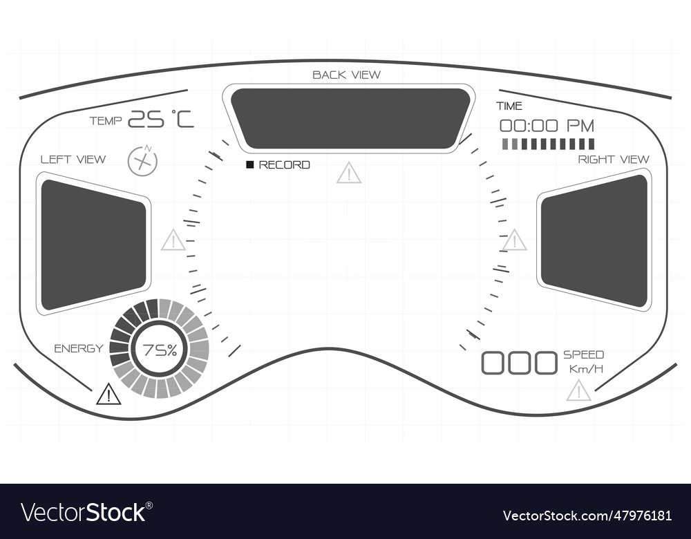 Hud sci-fi interface screen monochrome view vector image Hud sci-fi interface screen monochrome view