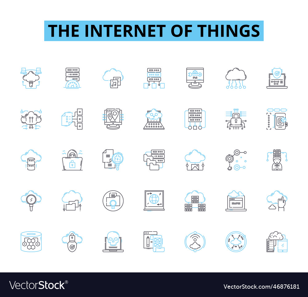 Internet of things linear icons set connected vector image Internet of things linear icons set connected