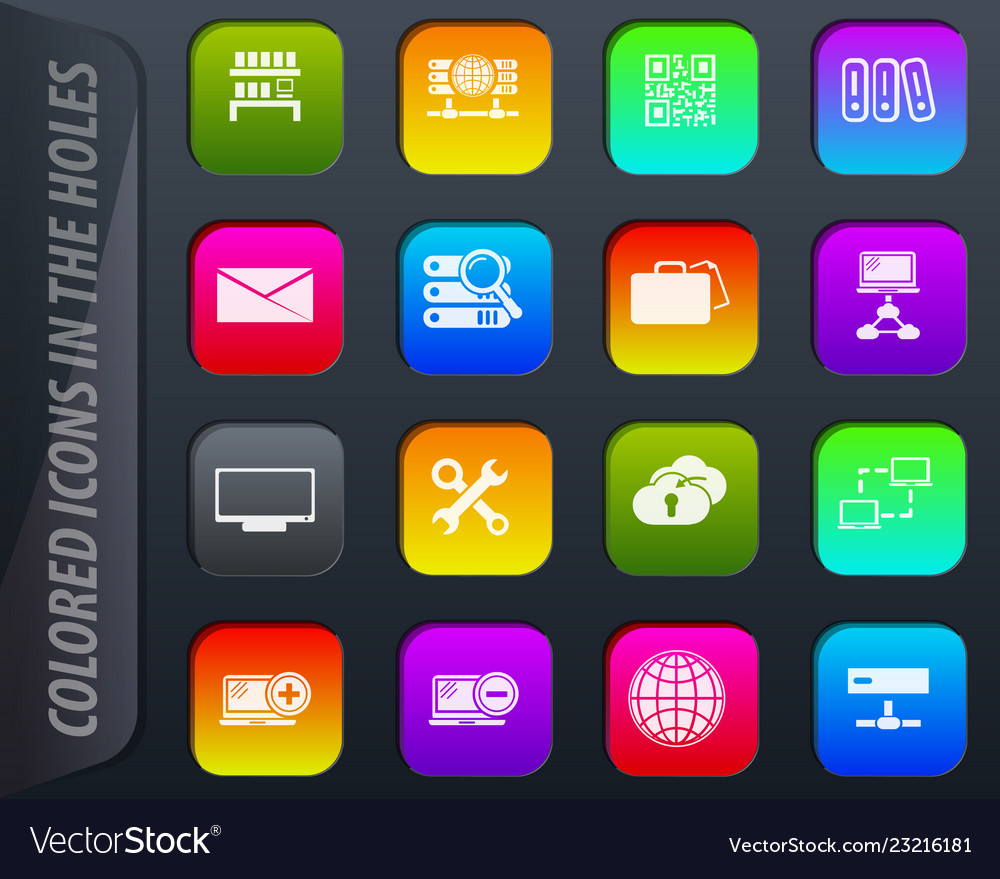 Internet server network icons set