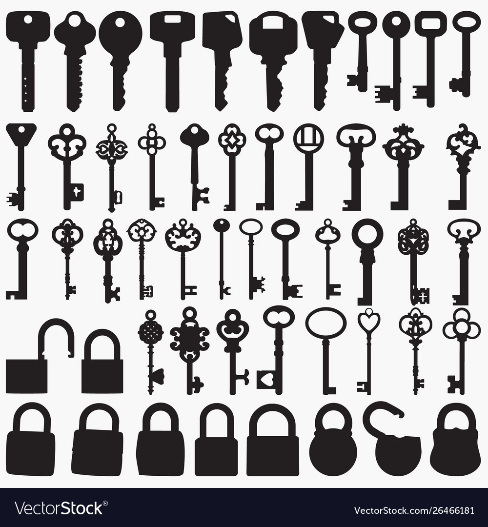 Keys silhouettes Royalty Free Vector Image - VectorStock