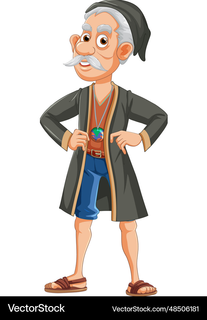 Old man cartoon character with mustache Royalty Free Vector