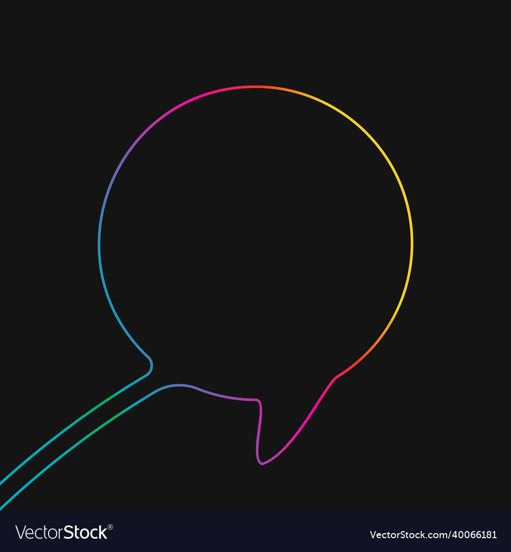 One line drawing of round speech bubble rainbow