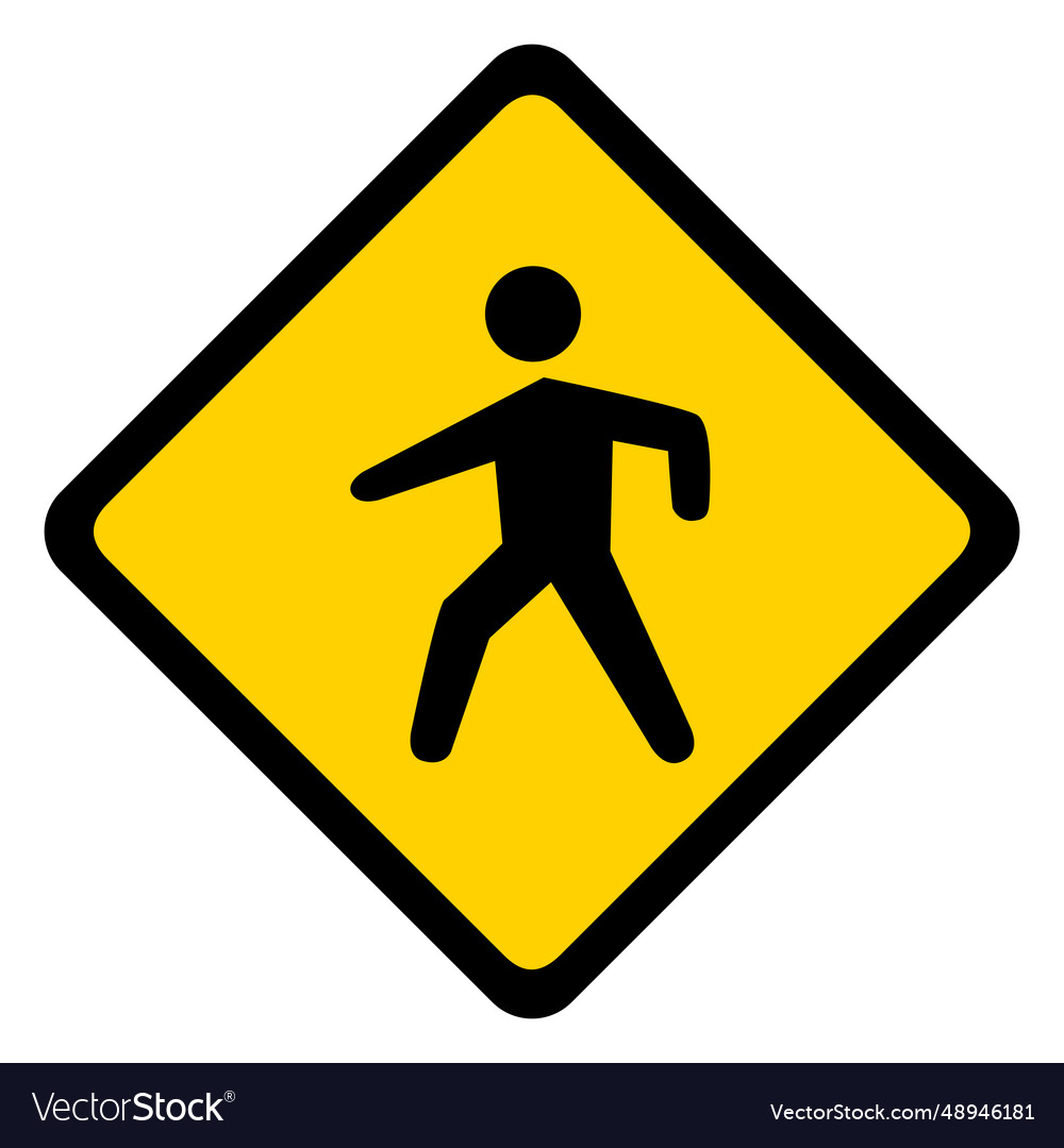 Pedestrian Crossing Rhomb Warning Flat Royalty Free Vector