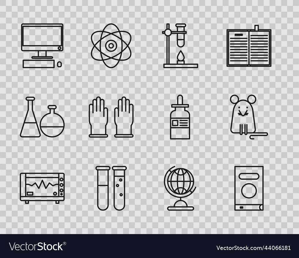 Set line computer monitor with cardiogram book vector image Set line computer monitor with cardiogram book