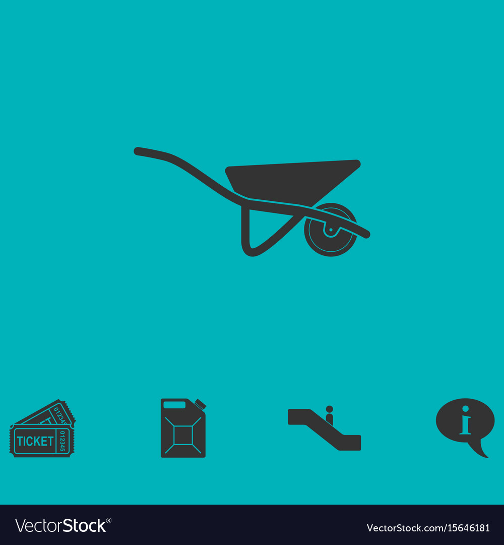 Wheelbarrow icon flat Royalty Free Vector Image