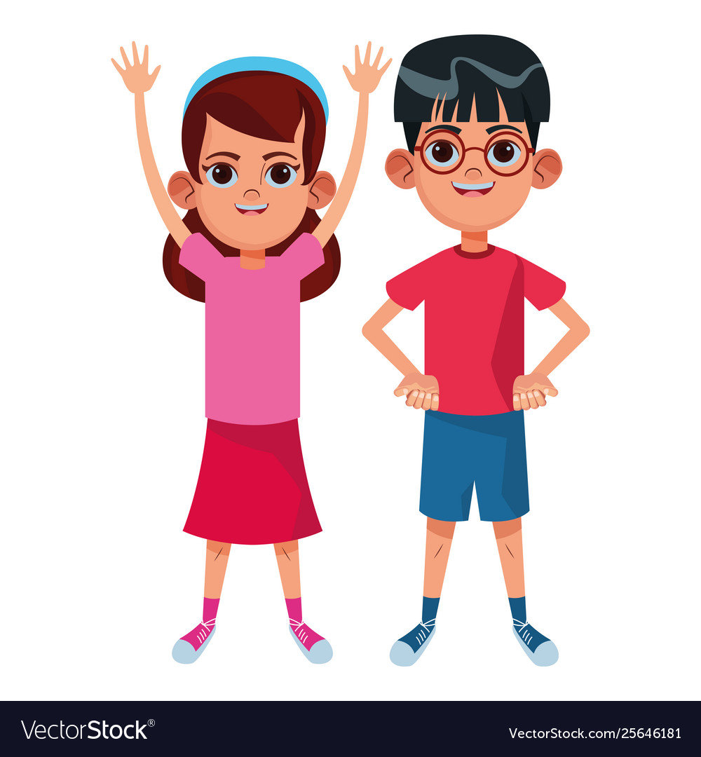 Young kids avatar carton character Royalty Free Vector Image