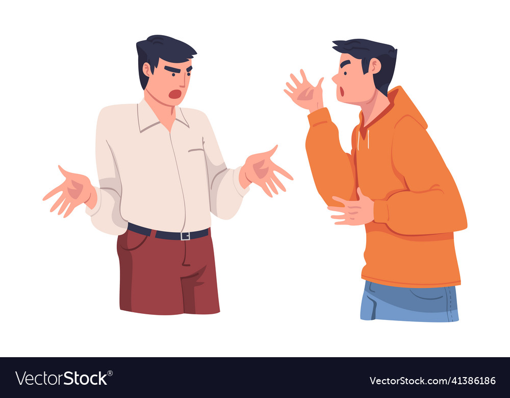 Angry man arguing having conflict with somebody Vector Image