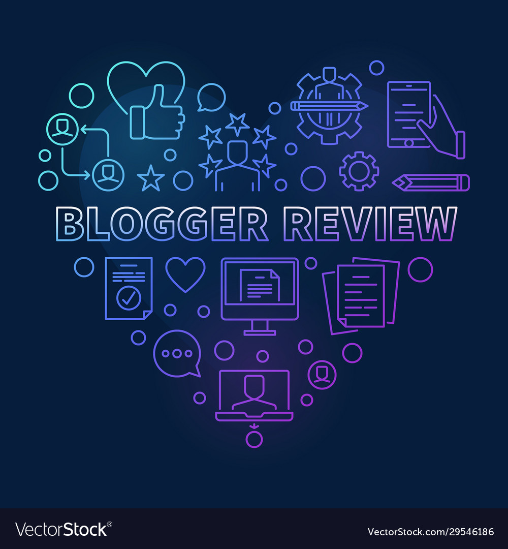 Blogger review heart colorful linear vector image Blogger review heart colorful linear
