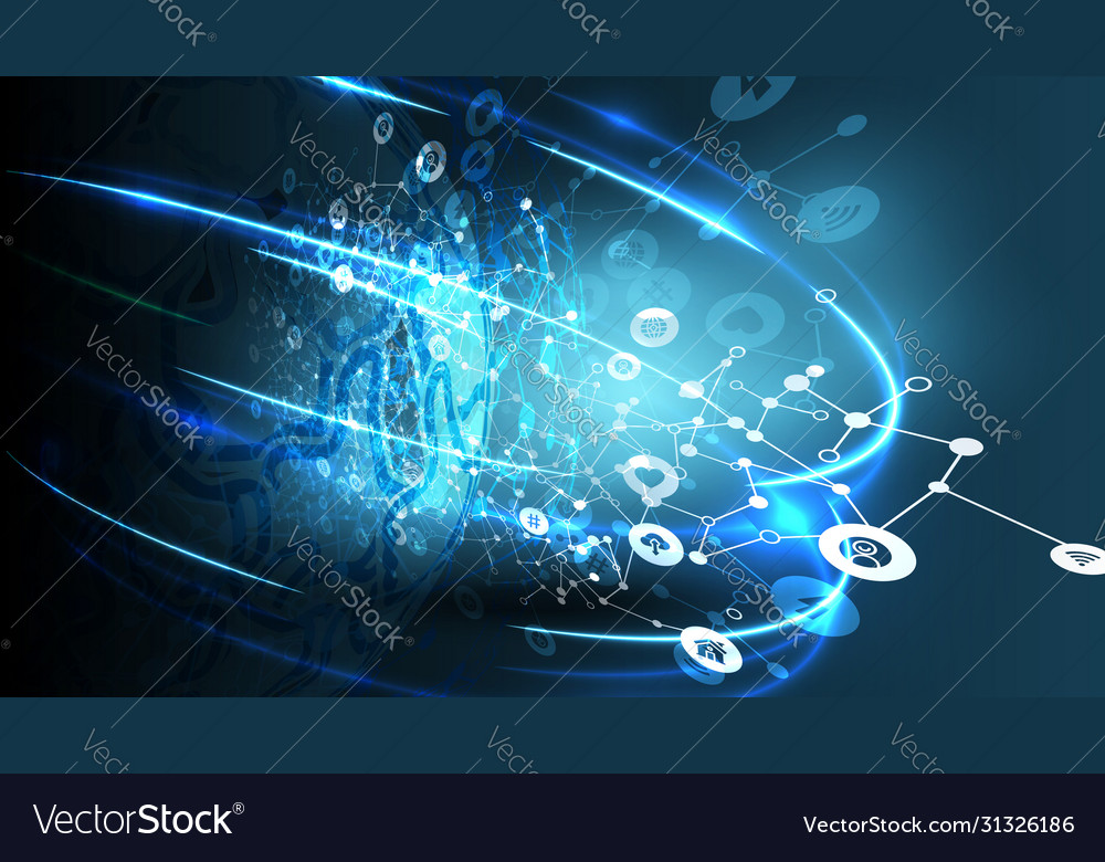 Blue abstract network background with globe vector image Blue abstract network background with globe