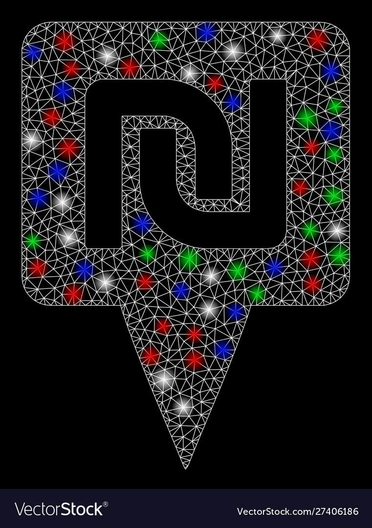 Bright mesh network shekel map pointer with light vector image Bright mesh network shekel map pointer with light