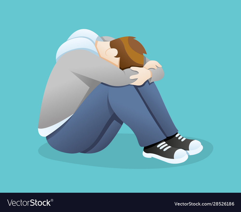 Depressed Man Feeling Sadness Royalty Free Vector Image