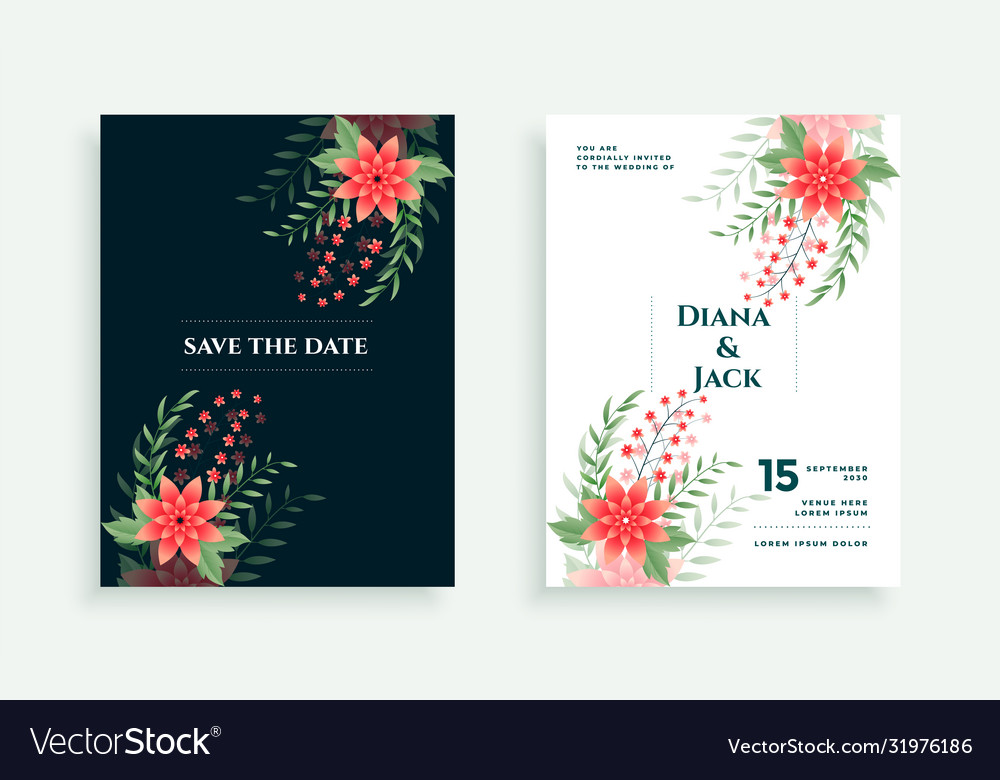 Blumen Stil Hochzeit Einladung Karte Design vector image Blumen Stil Hochzeit Einladung Karte Design