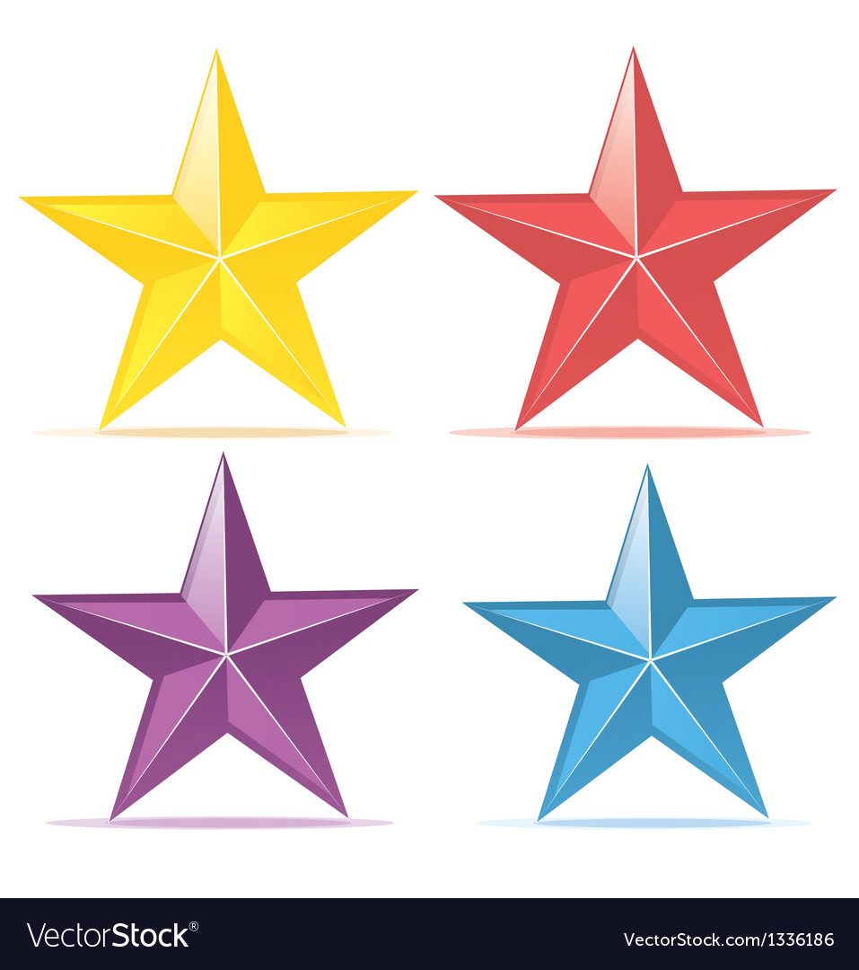 Four colors stars set Royalty Free Vector Image