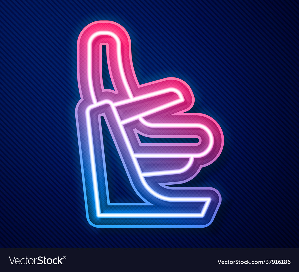 Glowing neon line airplane seat icon isolated