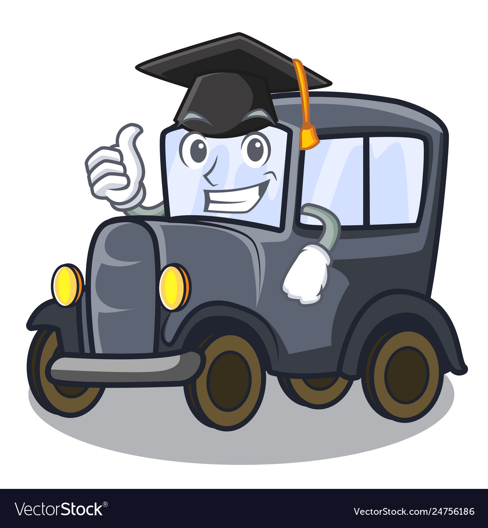 Graduation old car isolated in cartoon Royalty Free Vector Graduation old car isolated in cartoon Royalty Free Vector