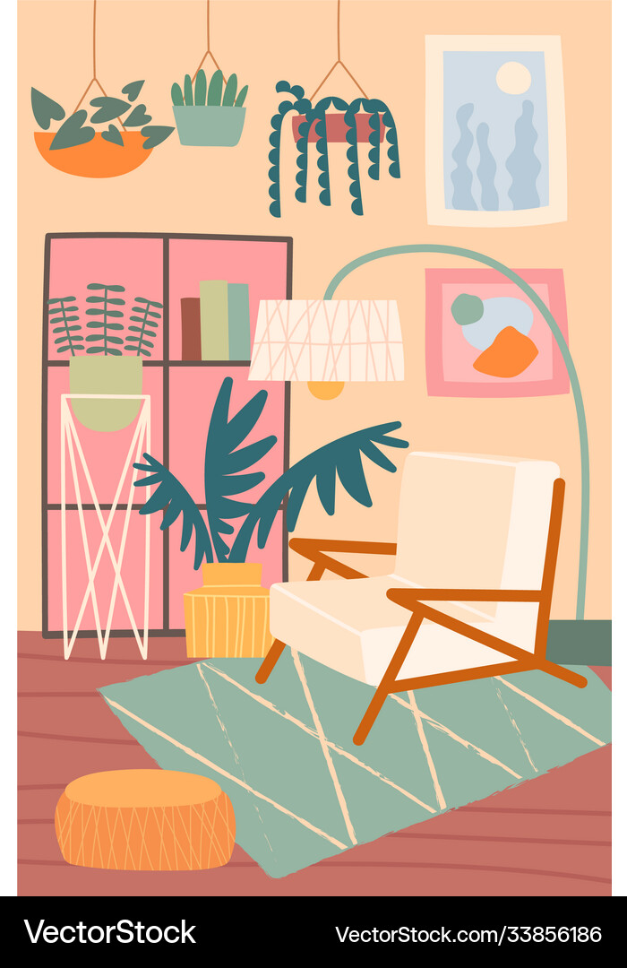 Interior design concept with modern living room Vector Image