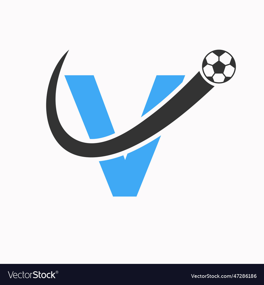 Letter v soccer logo football concept