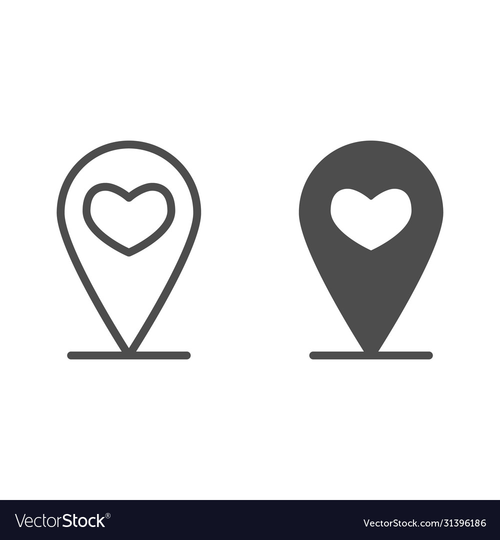 Location indicator with heart line and solid icon vector image Location indicator with heart line and solid icon