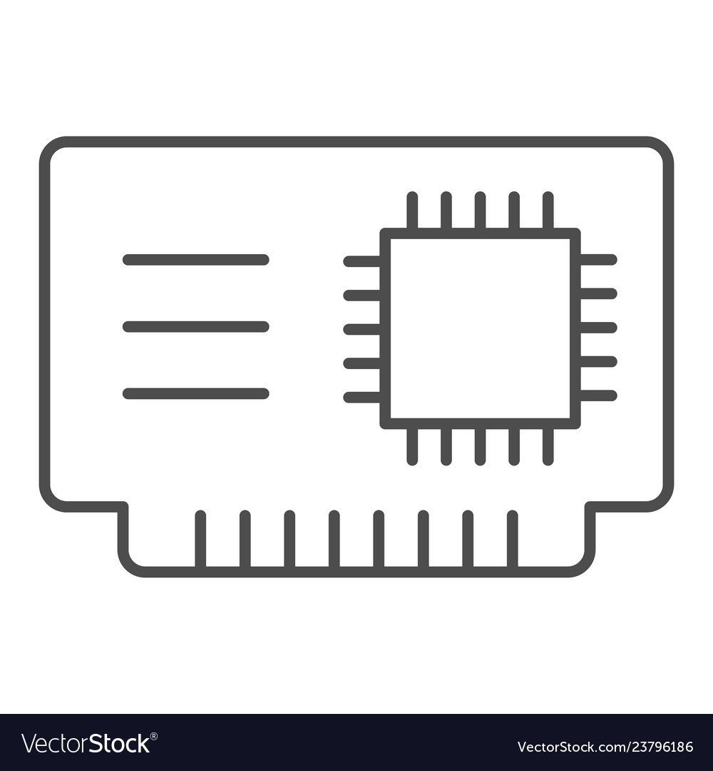 Microchip thin line icon cpu vector image Microchip thin line icon cpu