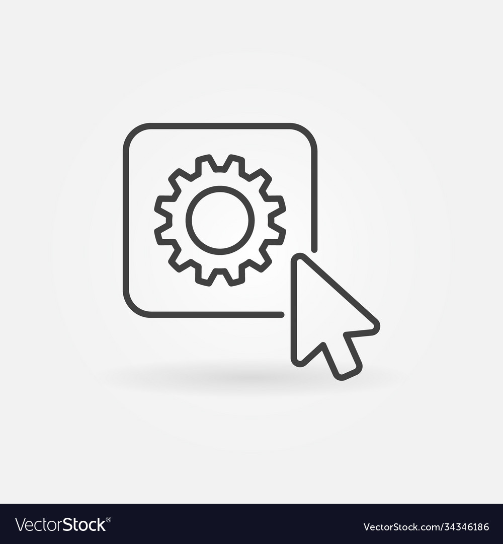 Mouse cursor on buttor with gear linear vector image Mouse cursor on buttor with gear linear