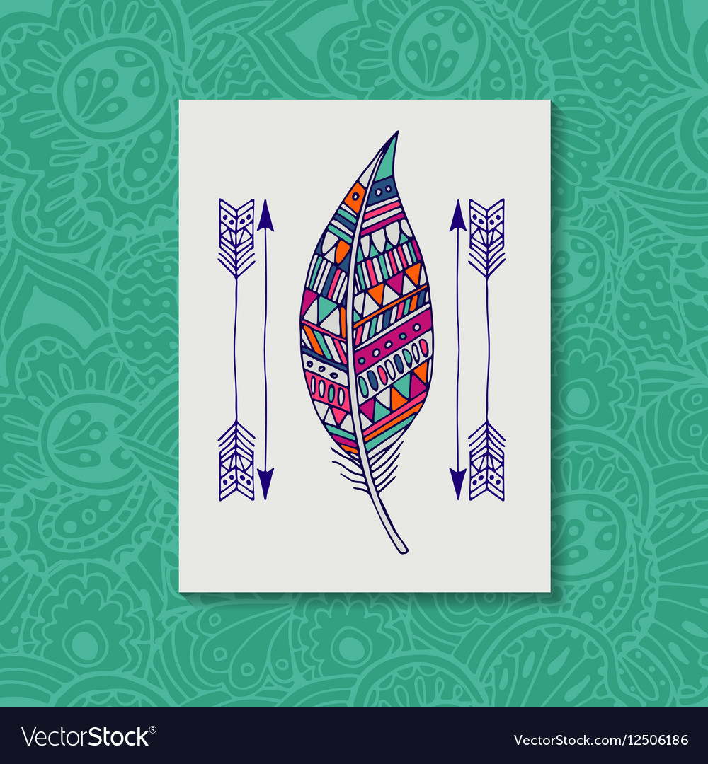 Pattern with the image of bird feathers boho