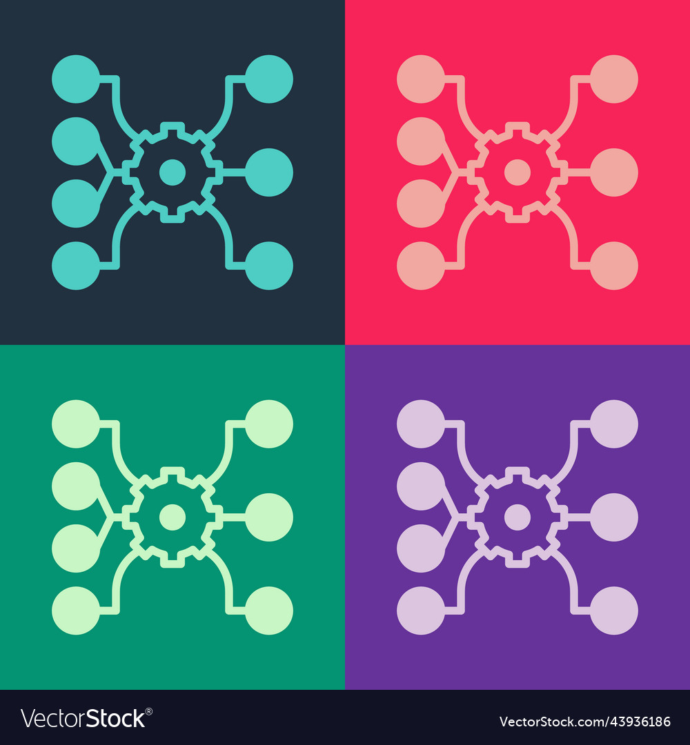 Pop art neural network icon isolated on color vector image Pop art neural network icon isolated on color