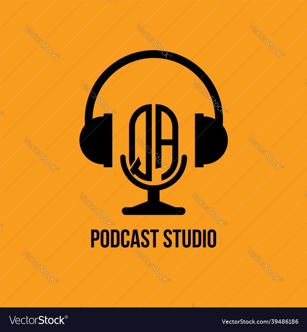 Qa monogram headphone and microphone style Vector Image Qa monogram headphone and microphone style