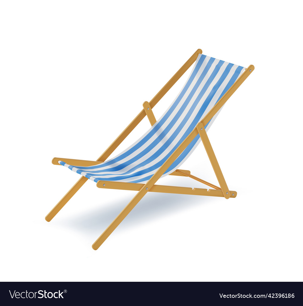 Realistic detailed 3d striped beach chair