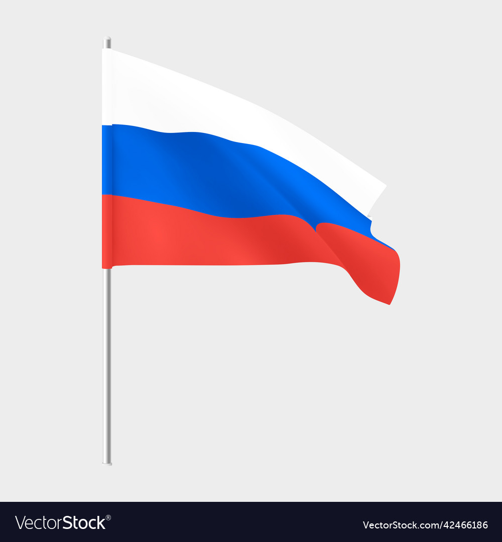 Russia flag national realistic of russian vector image Russia flag national realistic of russian