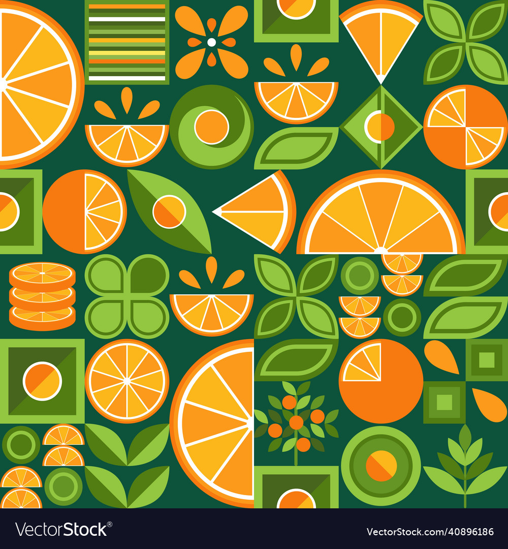 Seamless background with oranges in simple style