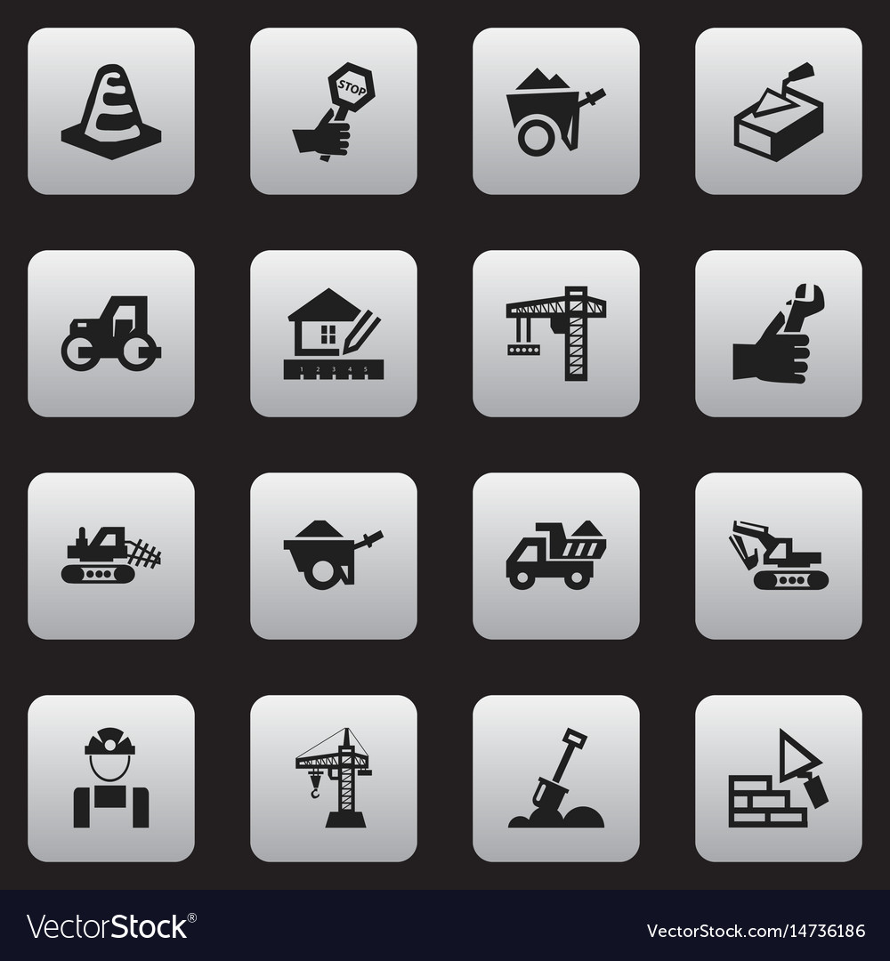 Set of 16 editable structure icons includes