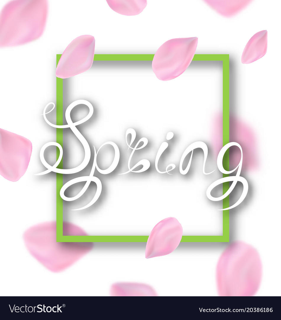 Spring lettering border frame calligraphic text