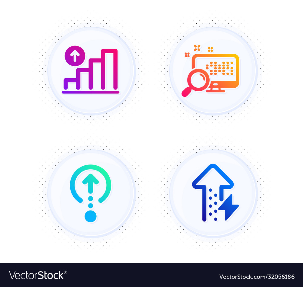 Swipe up search and graph chart icons set energy vector image Swipe up search and graph chart icons set energy
