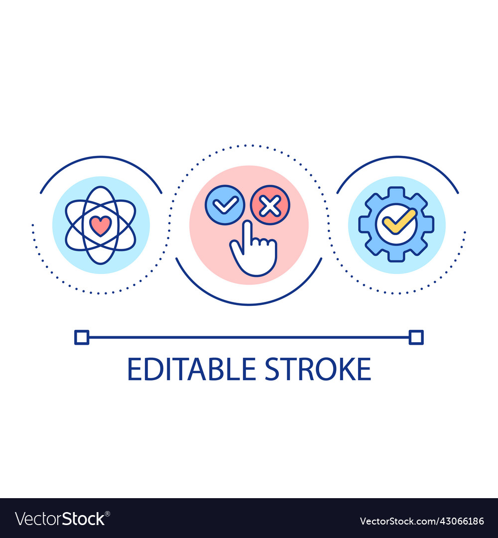 Value based decision making loop concept icon vector image Value based decision making loop concept icon