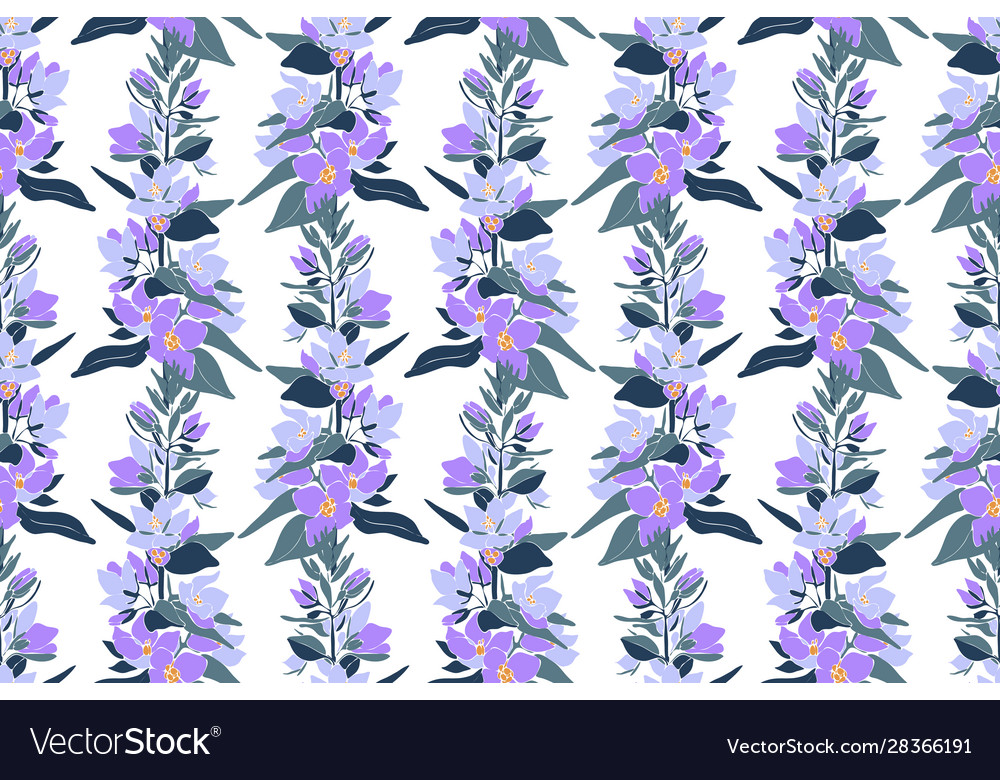 Art floral seamless pattern violet flowers