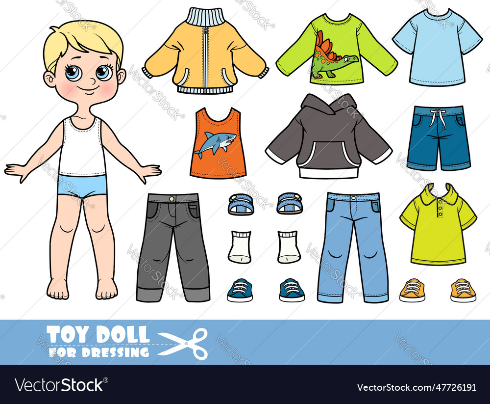 Cartoon boy with blond hair and clothes Royalty Free Vector