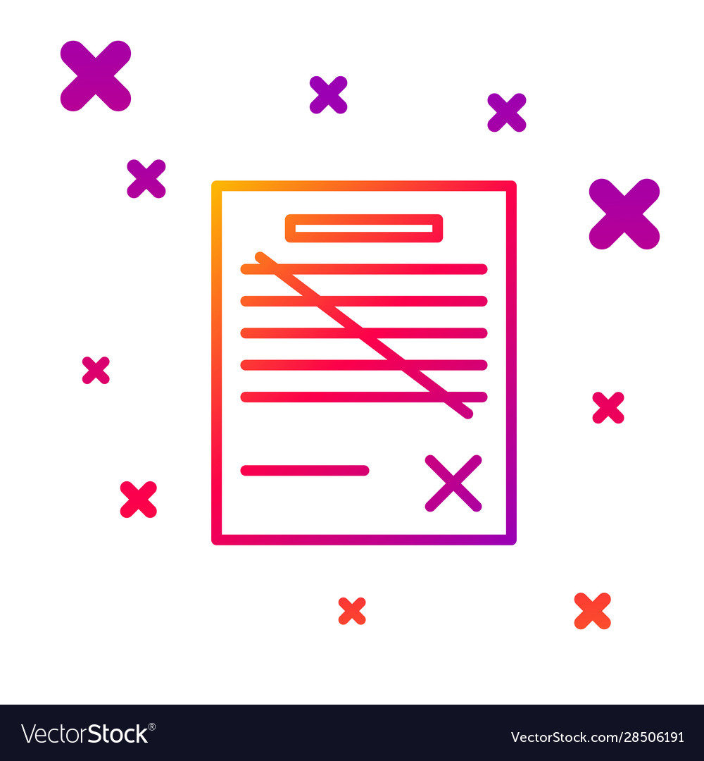 Color line delete file document icon isolated