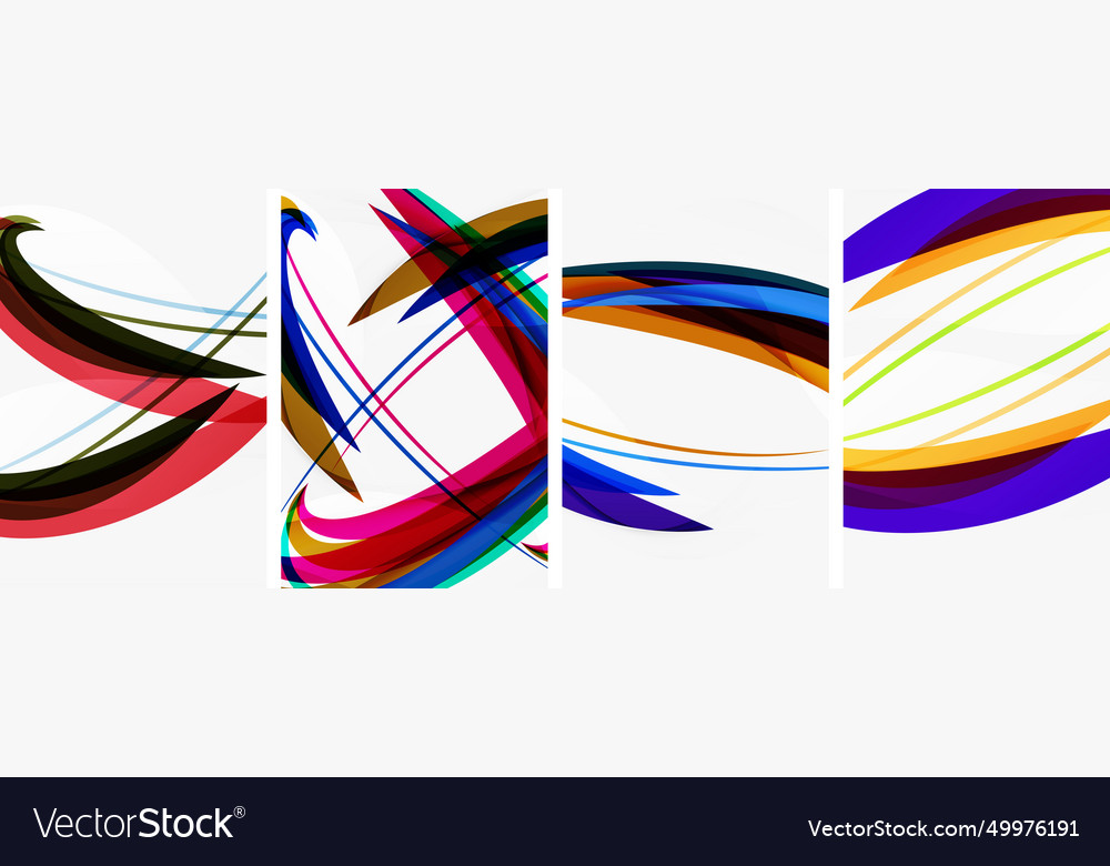 Colorful wave lines poster set for wallpaper Vector Image