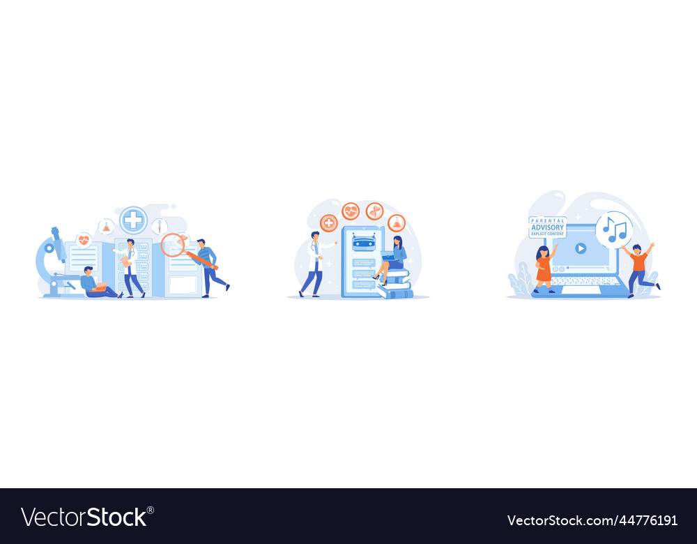 Doctors and personalized prescriptive analytics vector image Doctors and personalized prescriptive analytics