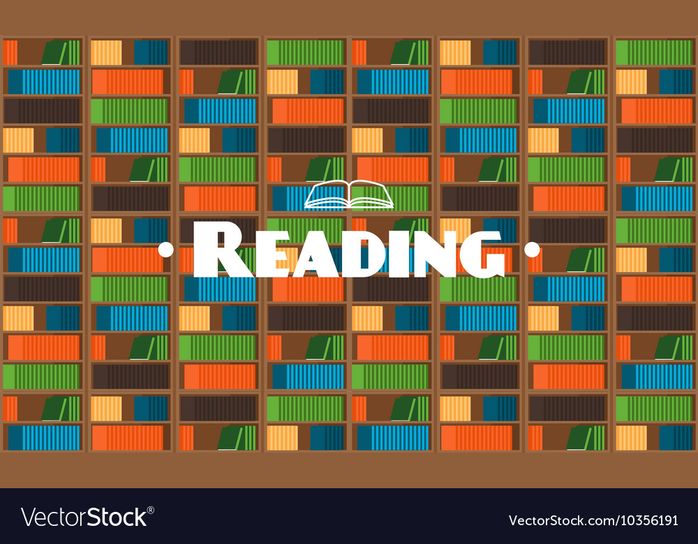 Flat style library background with books