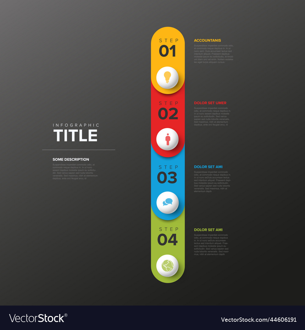 Four rounded vertical steps elements template vector image Four rounded vertical steps elements template