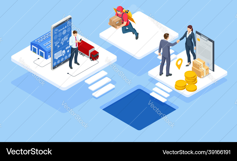 Global logistics network isometric Royalty Free Vector Image