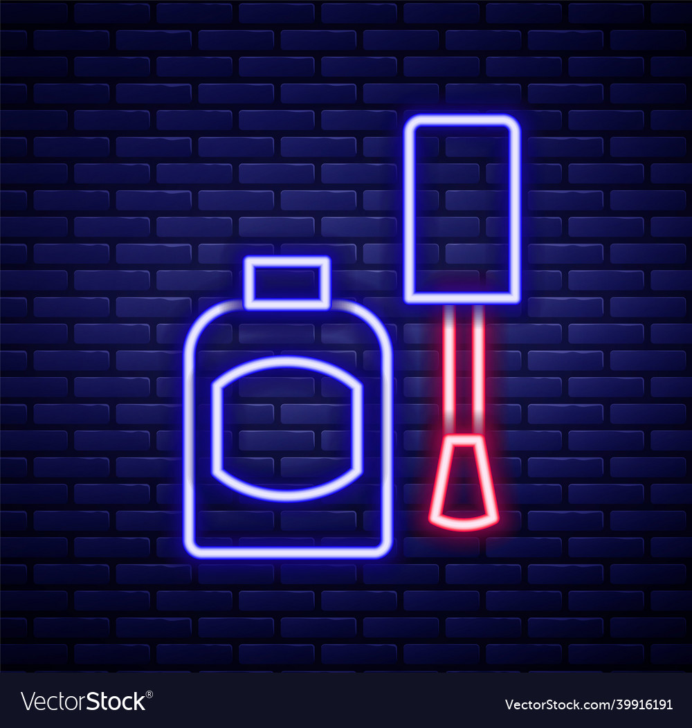 Glowing neon line bottle of nail polish icon