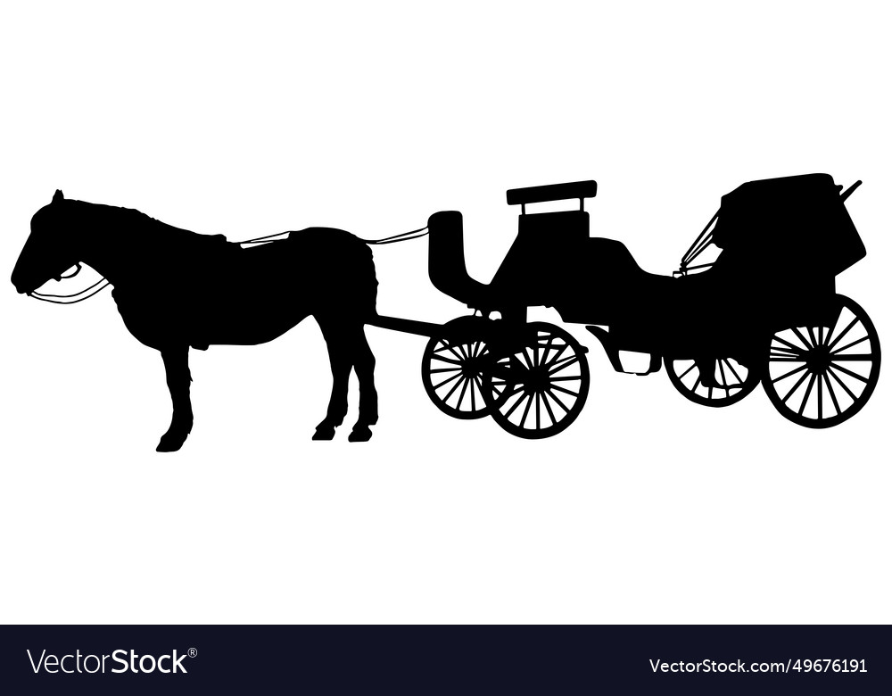 Horse drawn carriage silhouette Royalty Free Vector Image