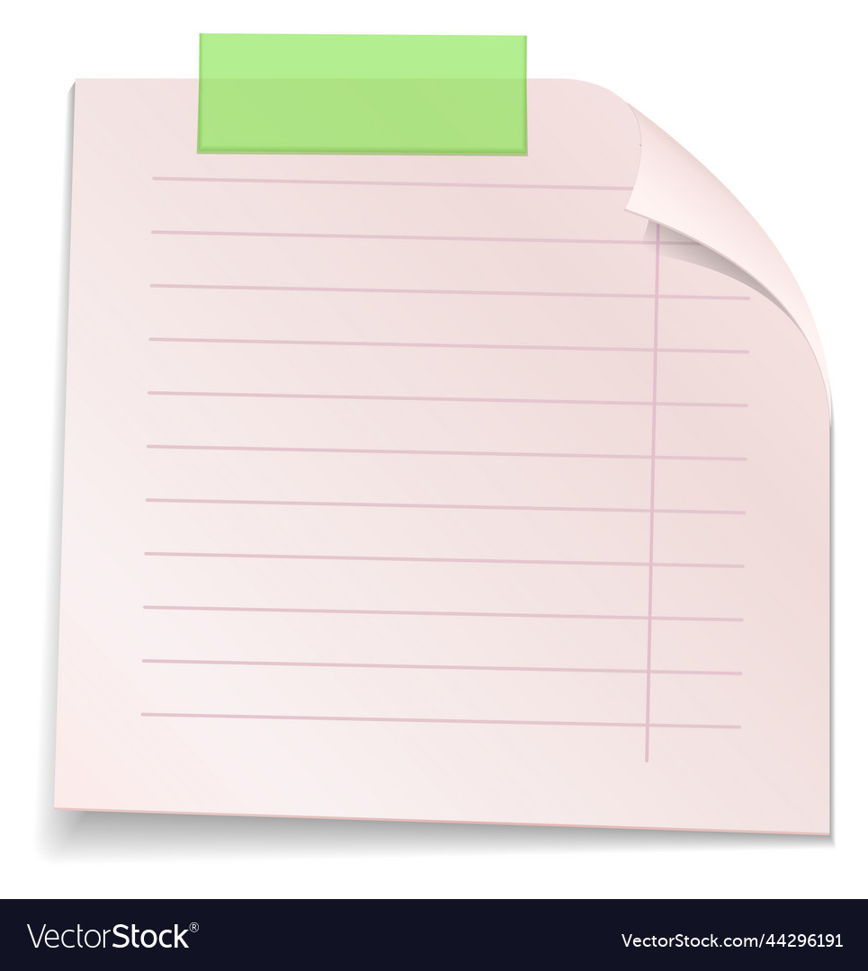 Lined memo note realistic paper note with curled Vector Image