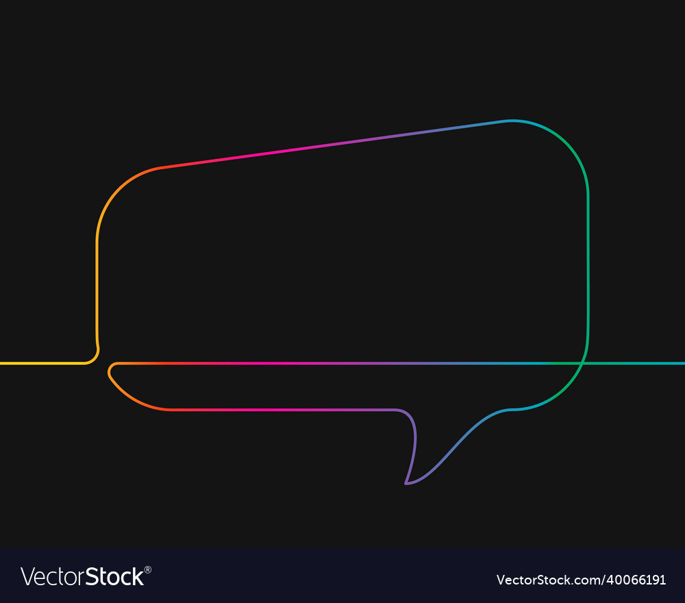 One line drawing of rectangular speech bubble vector image One line drawing of rectangular speech bubble